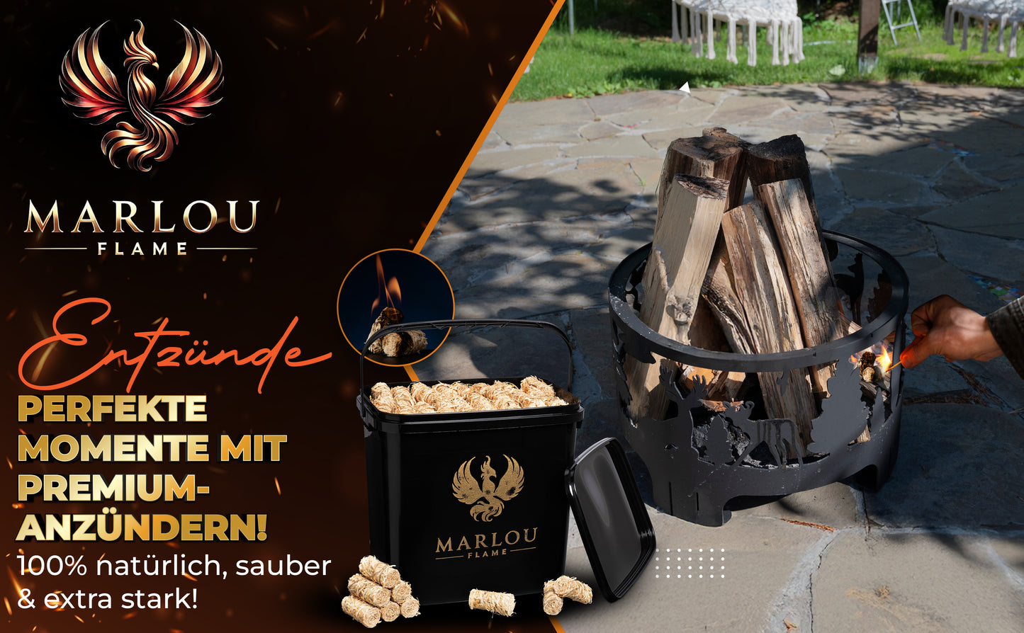 Marlou Flame Kaminanzünder Anzündwolle aus Holzwolle mit Wachs, Ofenanzünder, Feueranzünder für Kamin, Kaminofen & Grill, Holzanzünder & Anzünder für schnelles, sicheres Anzünden